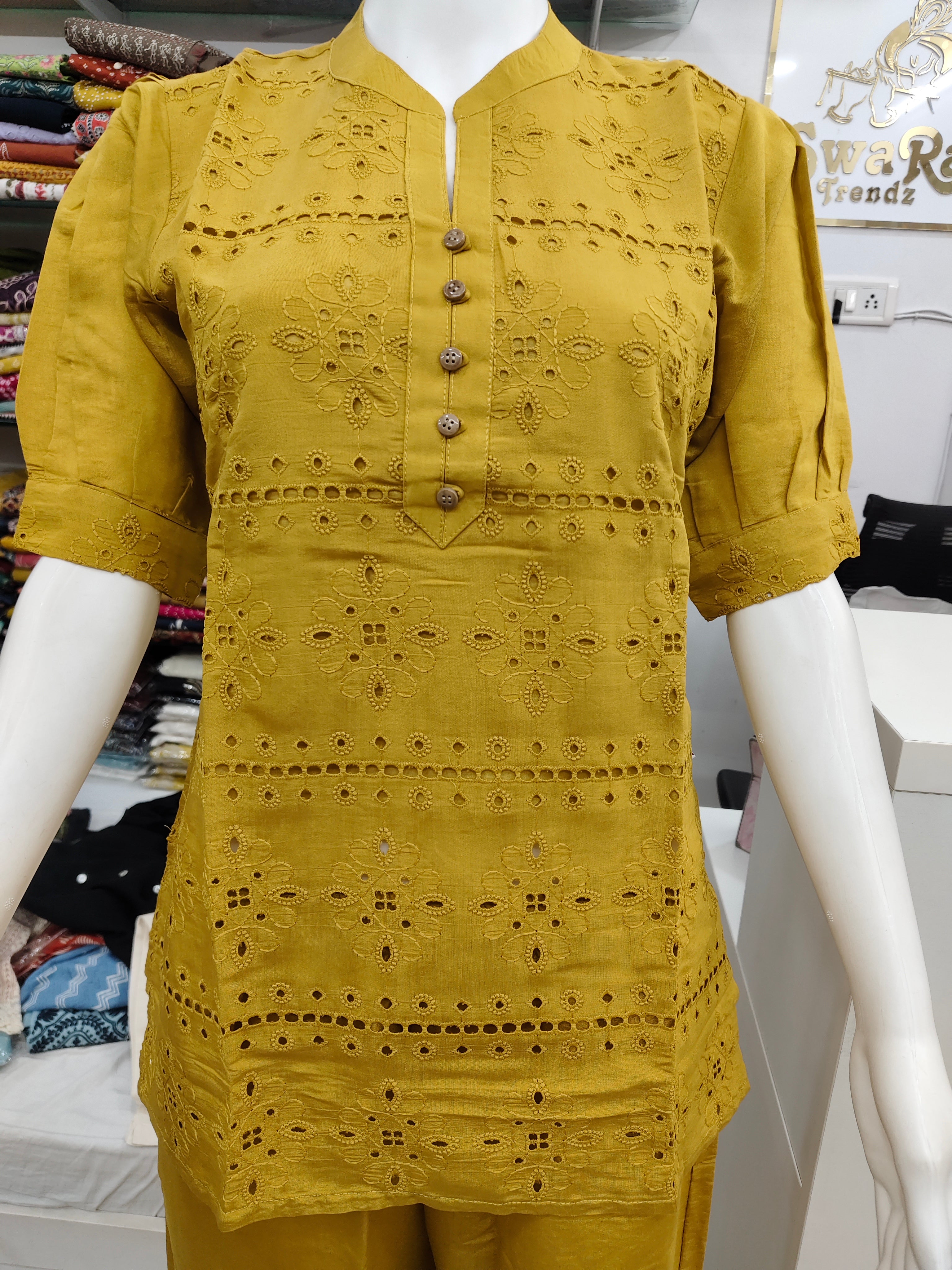 Pure Modal Scalloped co-ord Set – Mustard Yellow