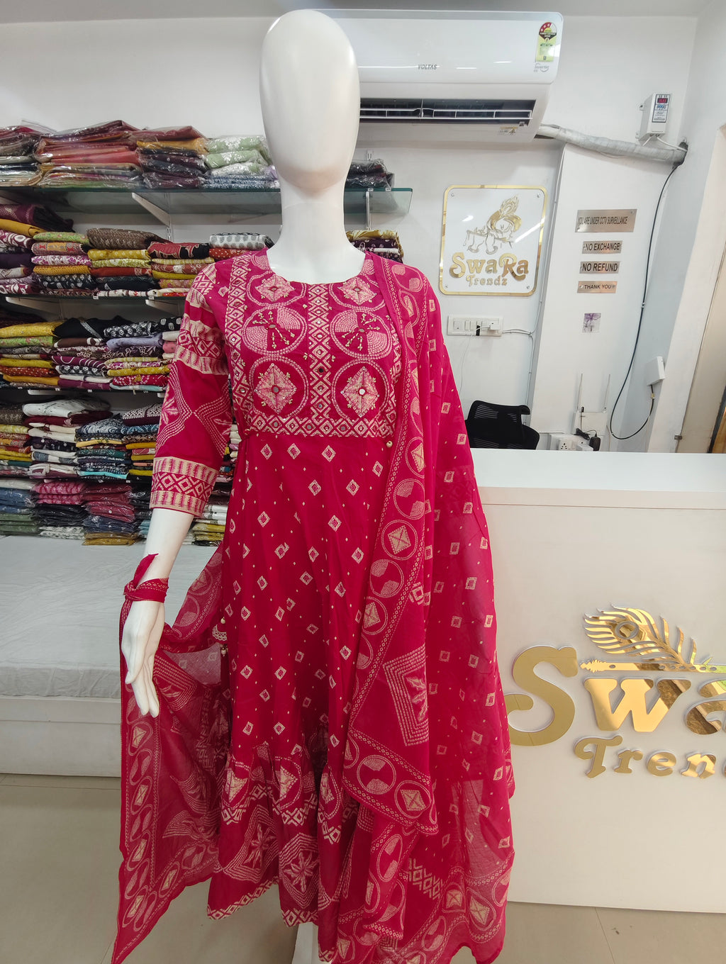 Pink Ethnic Printed Anarkali Set with Dupatta