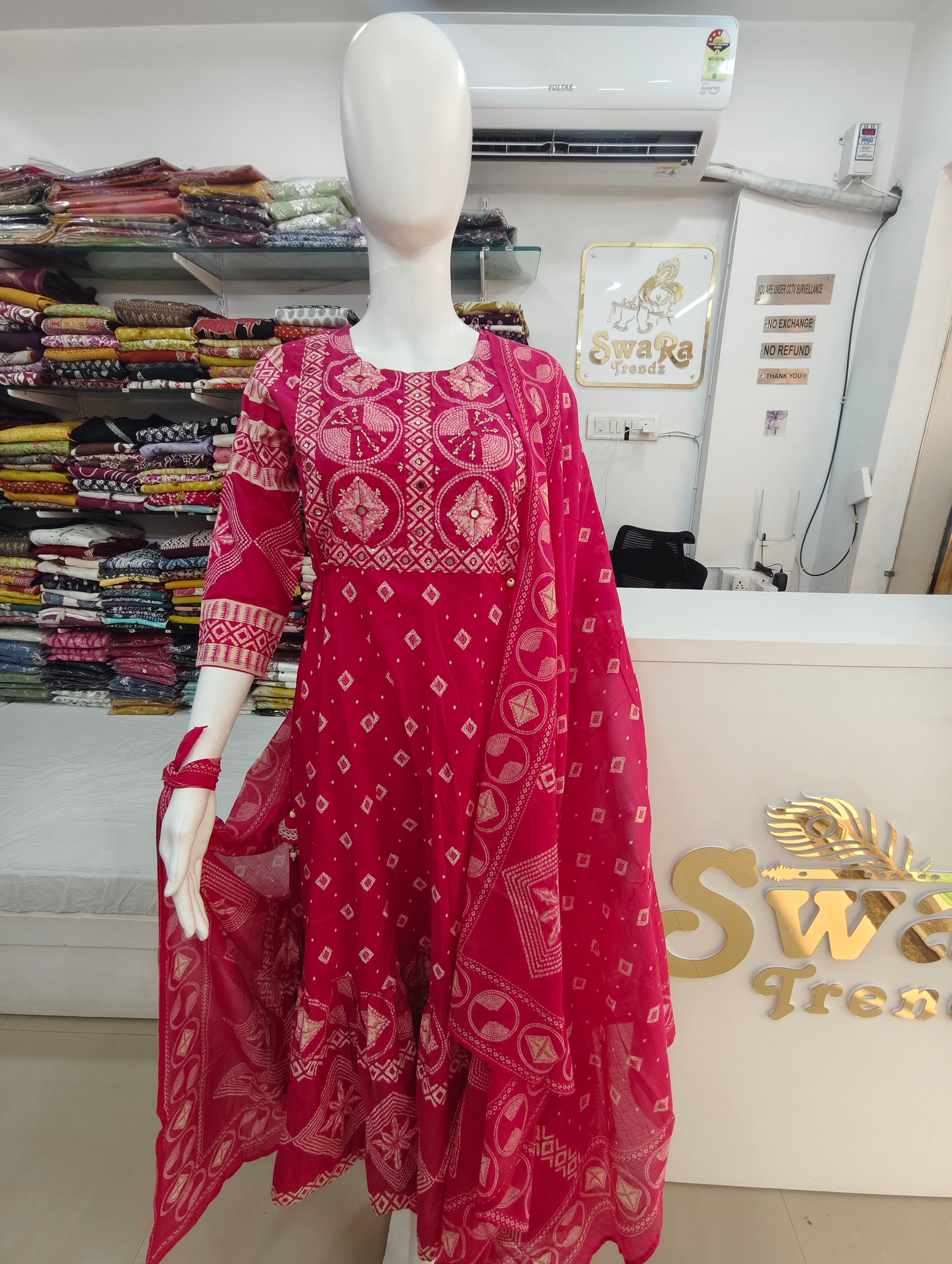 Pink Ethnic Printed Anarkali Set with Dupatta