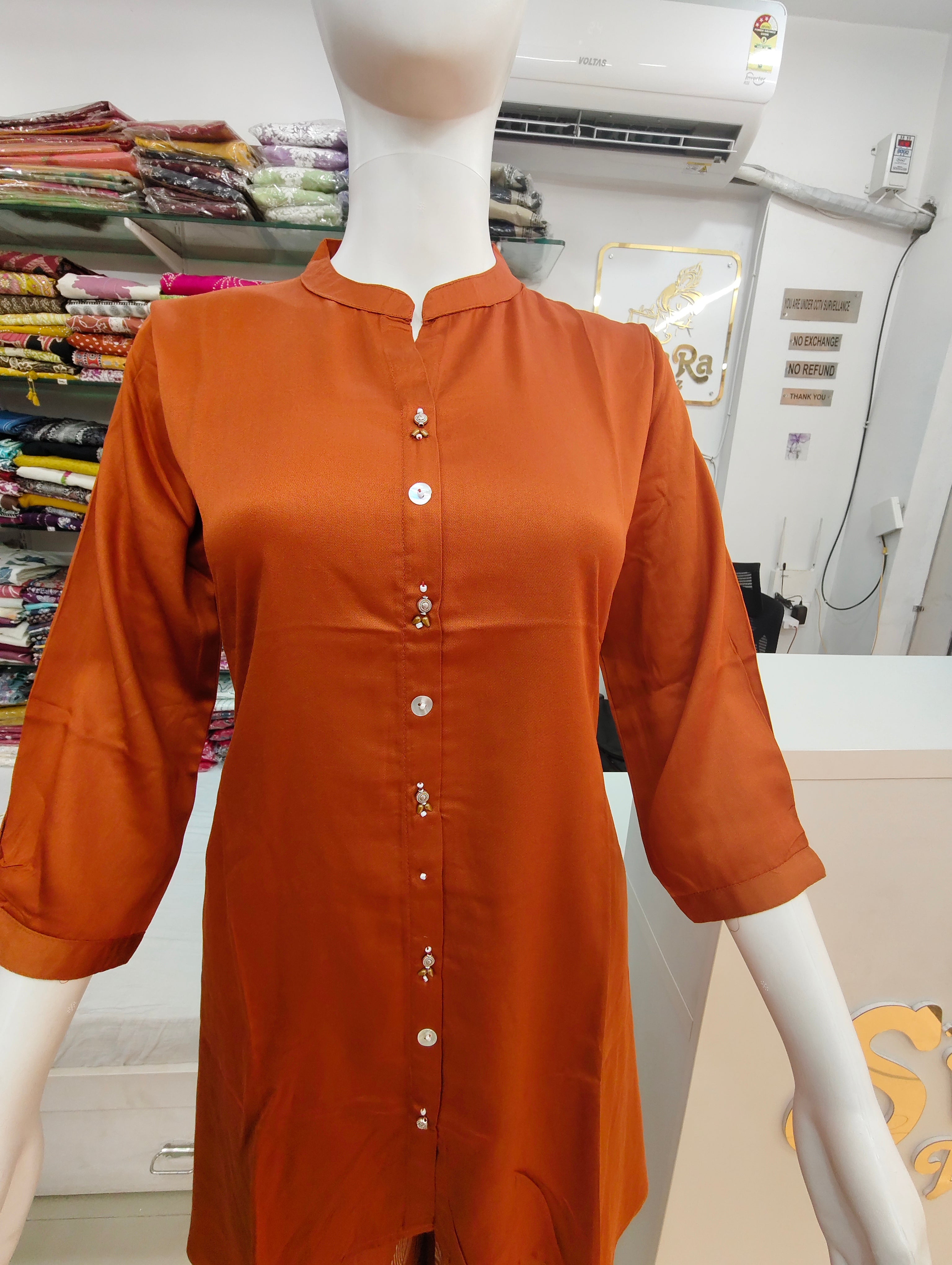 Rust Orange Gajji Silk Co-Ord Set for Women