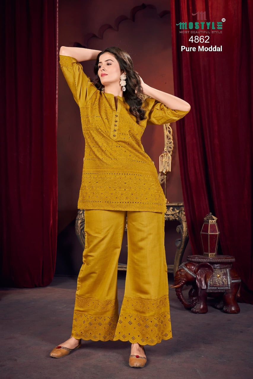 Pure Modal Scalloped co-ord Set – Mustard Yellow