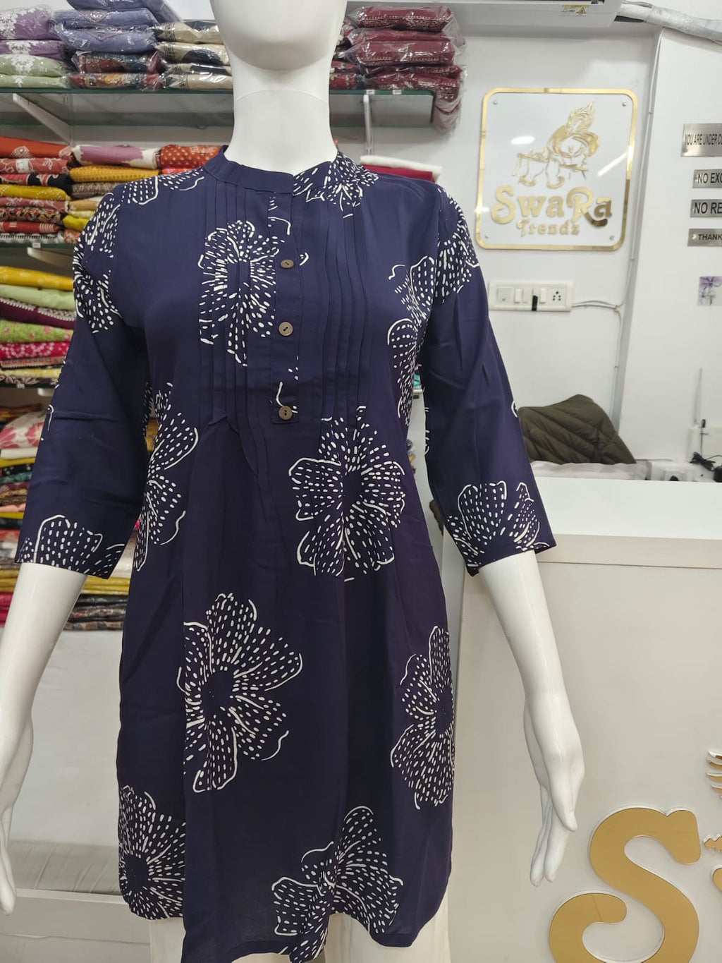 Purple Printed Viscose Cotton Top