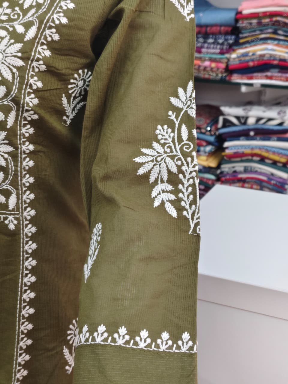 Olive Green Embroidered Kurta Set with Elegant Dupatta