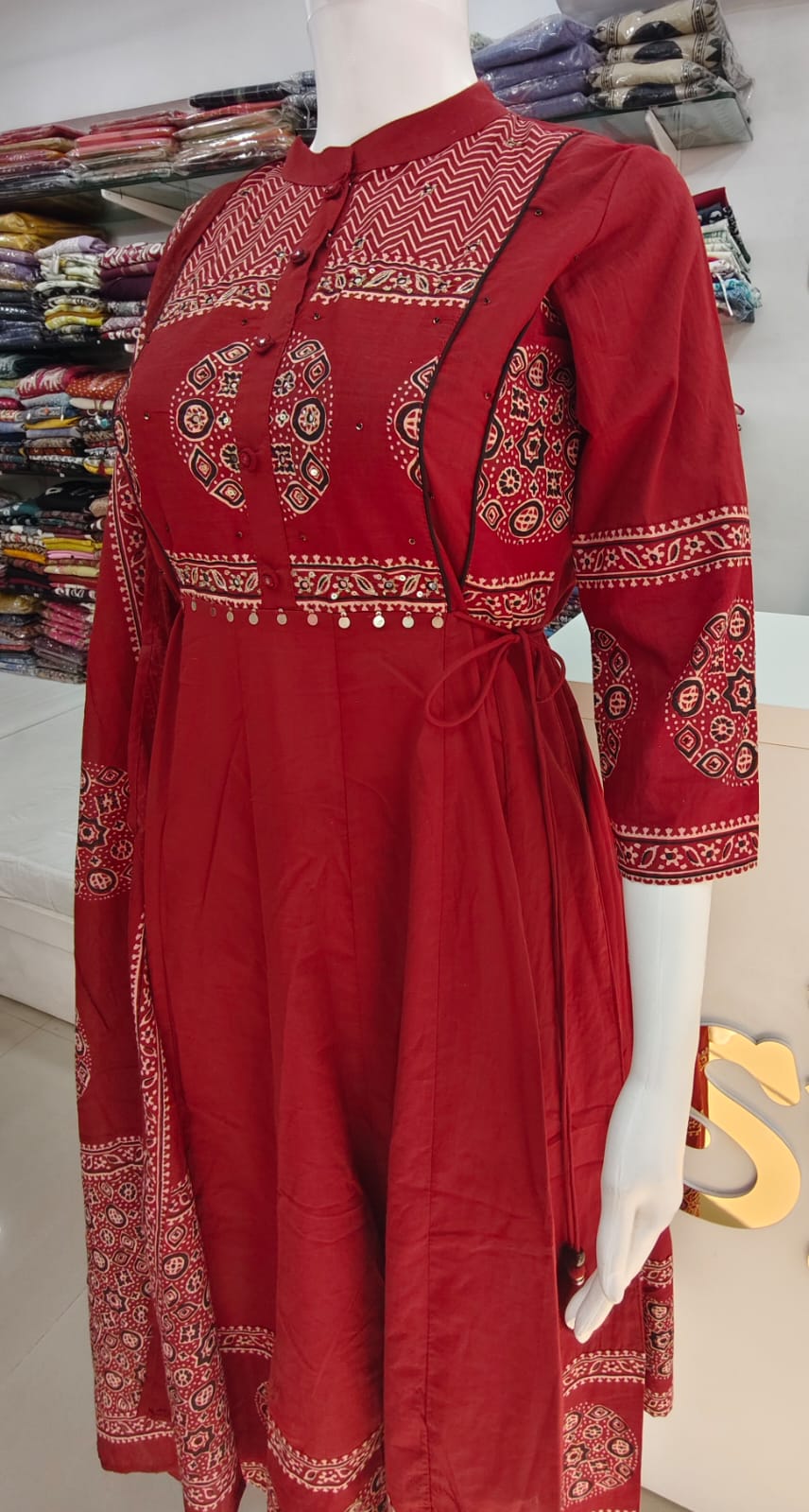 Crimson Heritage Printed Anarkali Set with Dupatta – Premium Ethnic Wear for Women