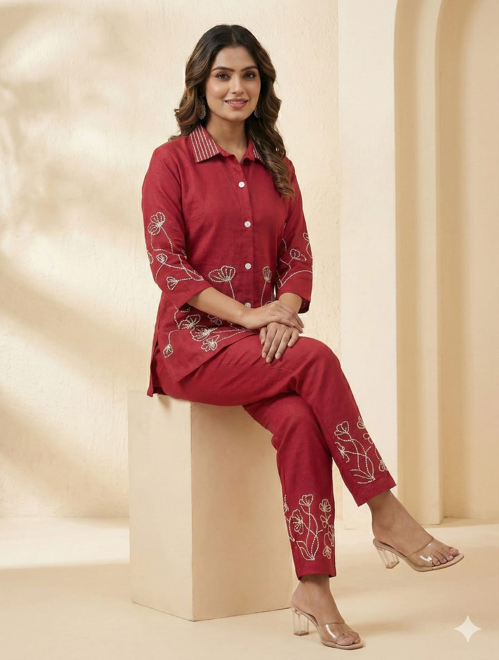 Rani Embroidered Kurti Pant Co-Ord Set