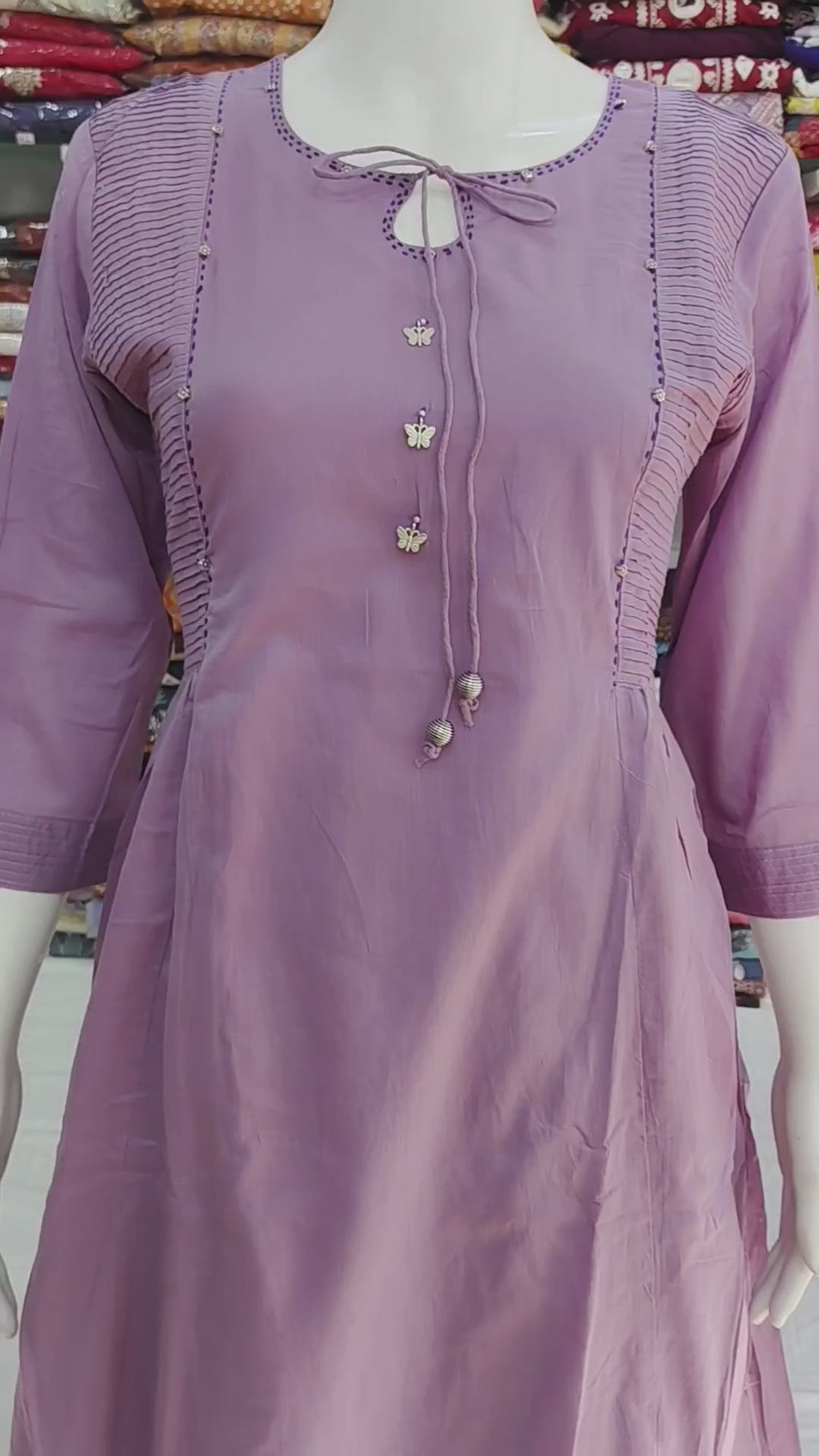 Elegant Cotton Flex 2-Piece Kurti Palazzo Set – Lavender Purple