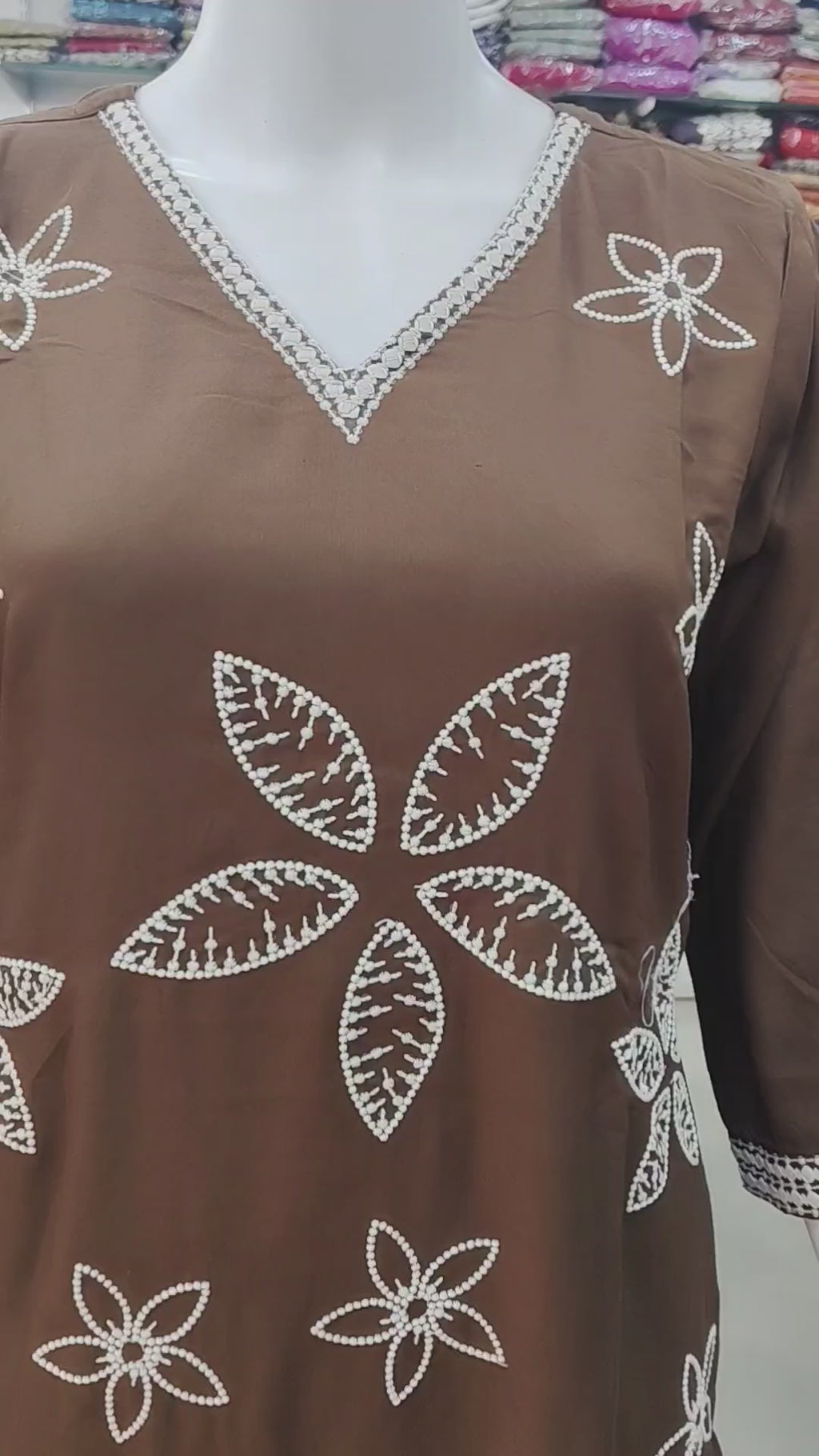 Elegant Chocolate Brown Embroidered 2-Piece Kurta Pant Set