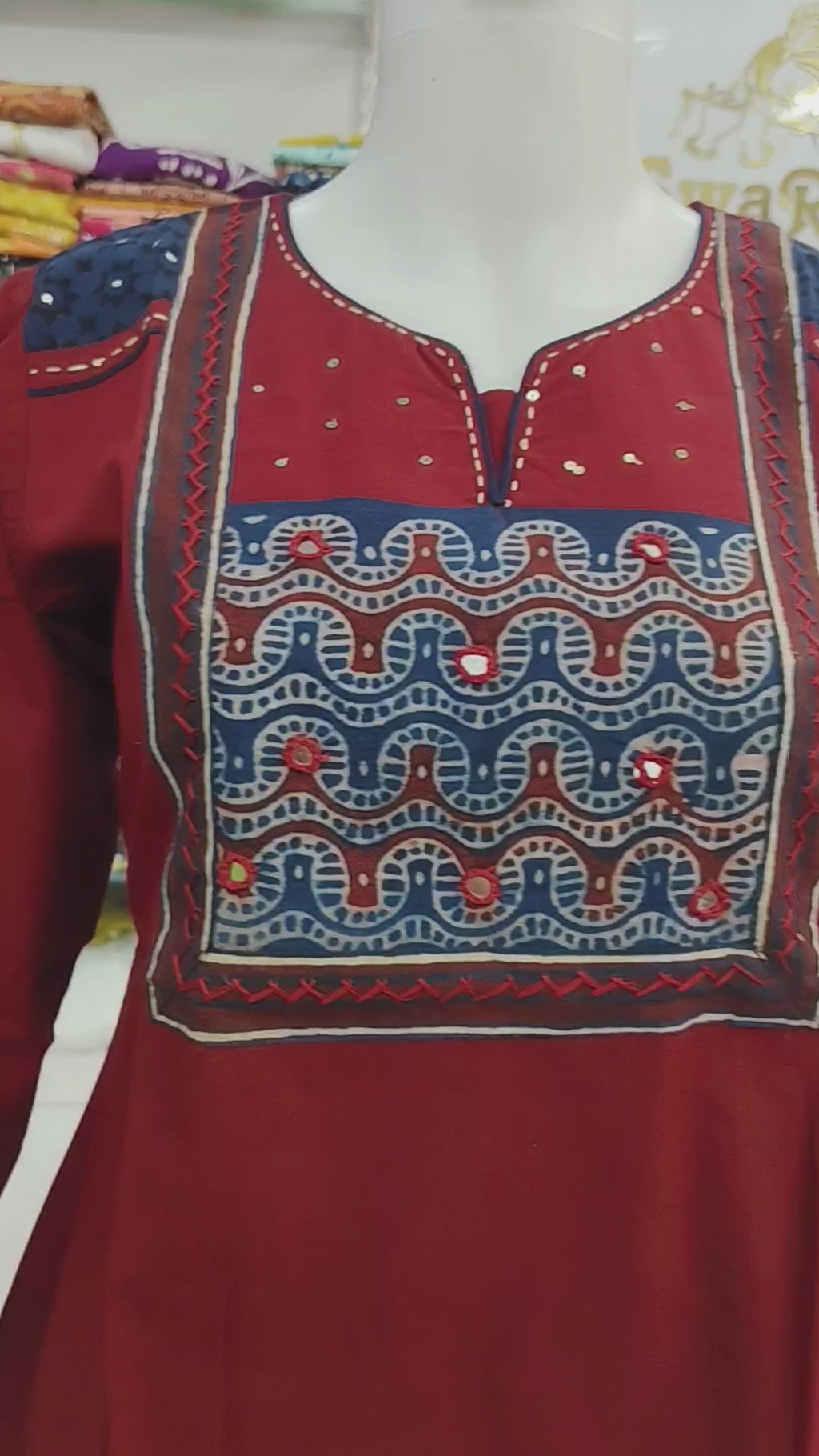 Pure Kutchi Cotton Handcrafted Short Top with Traditional Embroidery