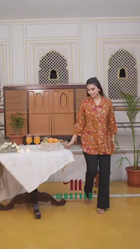 Pure Malabar Floral Printed Straight Top