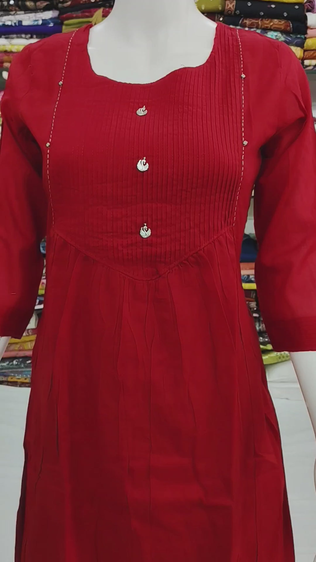 Elegant Mul Cotton 2-Piece Red Kurti Palazzo Set – Soft & Breathable Daily Wear
