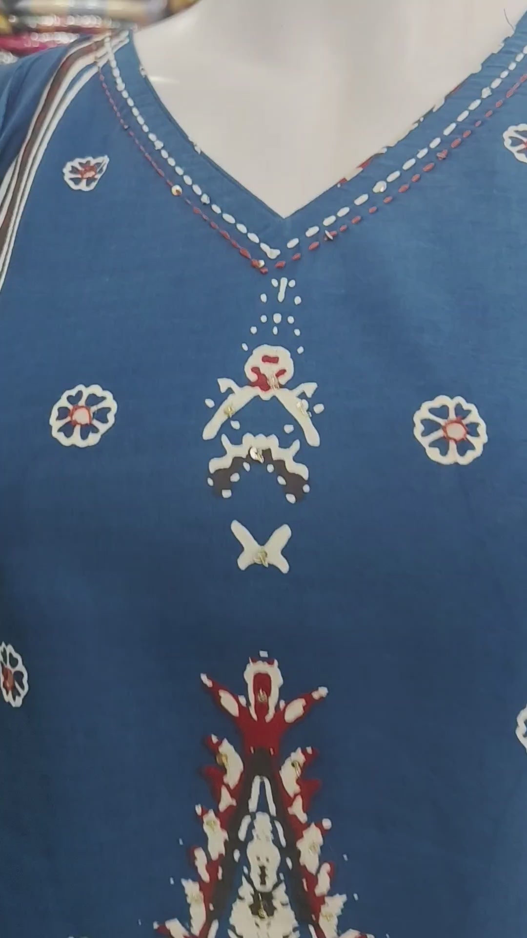 Elegant Blue Printed Cotton 3 Piece Suit Set with Dupatta