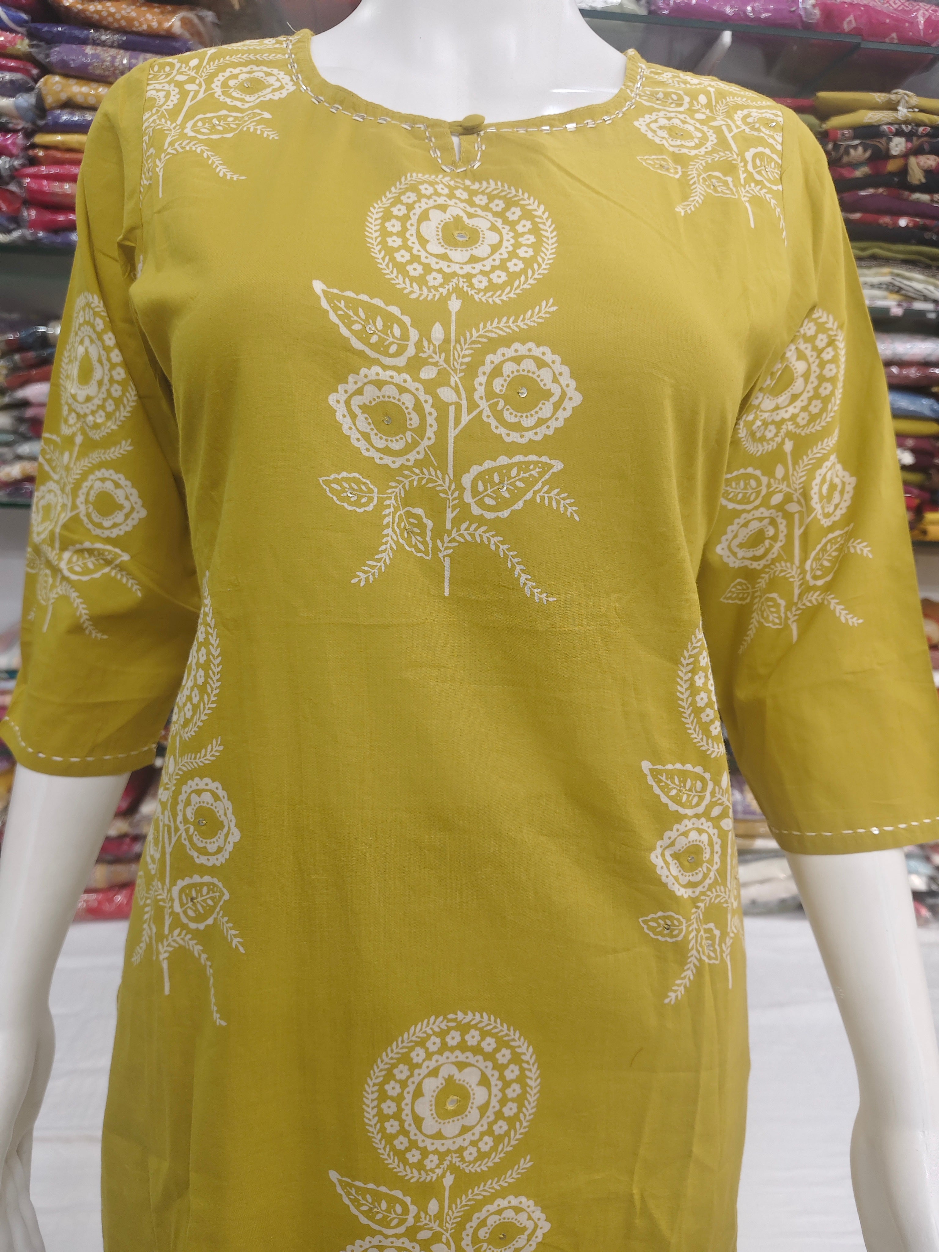 Mustard Yellow Floral Printed Kurta Set with Dupatta | 3 Piece Ethnic Suit Set