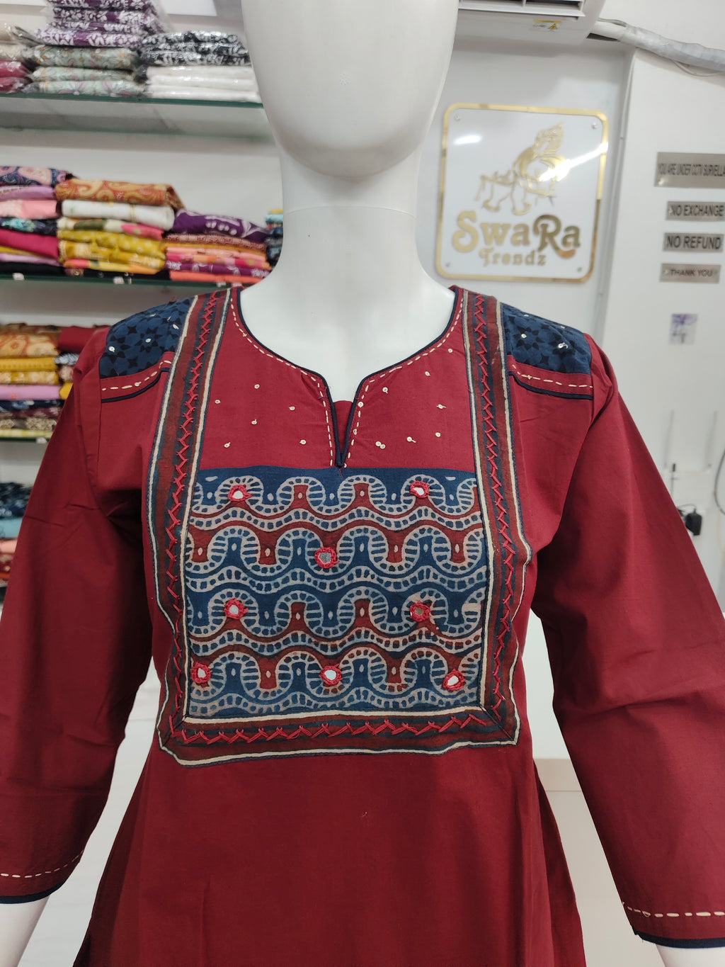 Pure Kutchi Cotton Handcrafted Short Top with Traditional Embroidery
