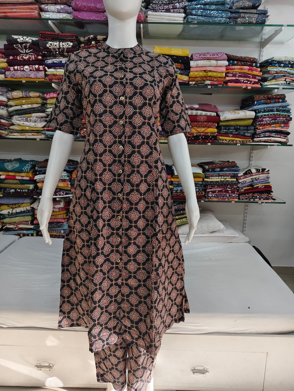 Elegant Printed Cotton 2-Piece Kurti Pant Set for Women