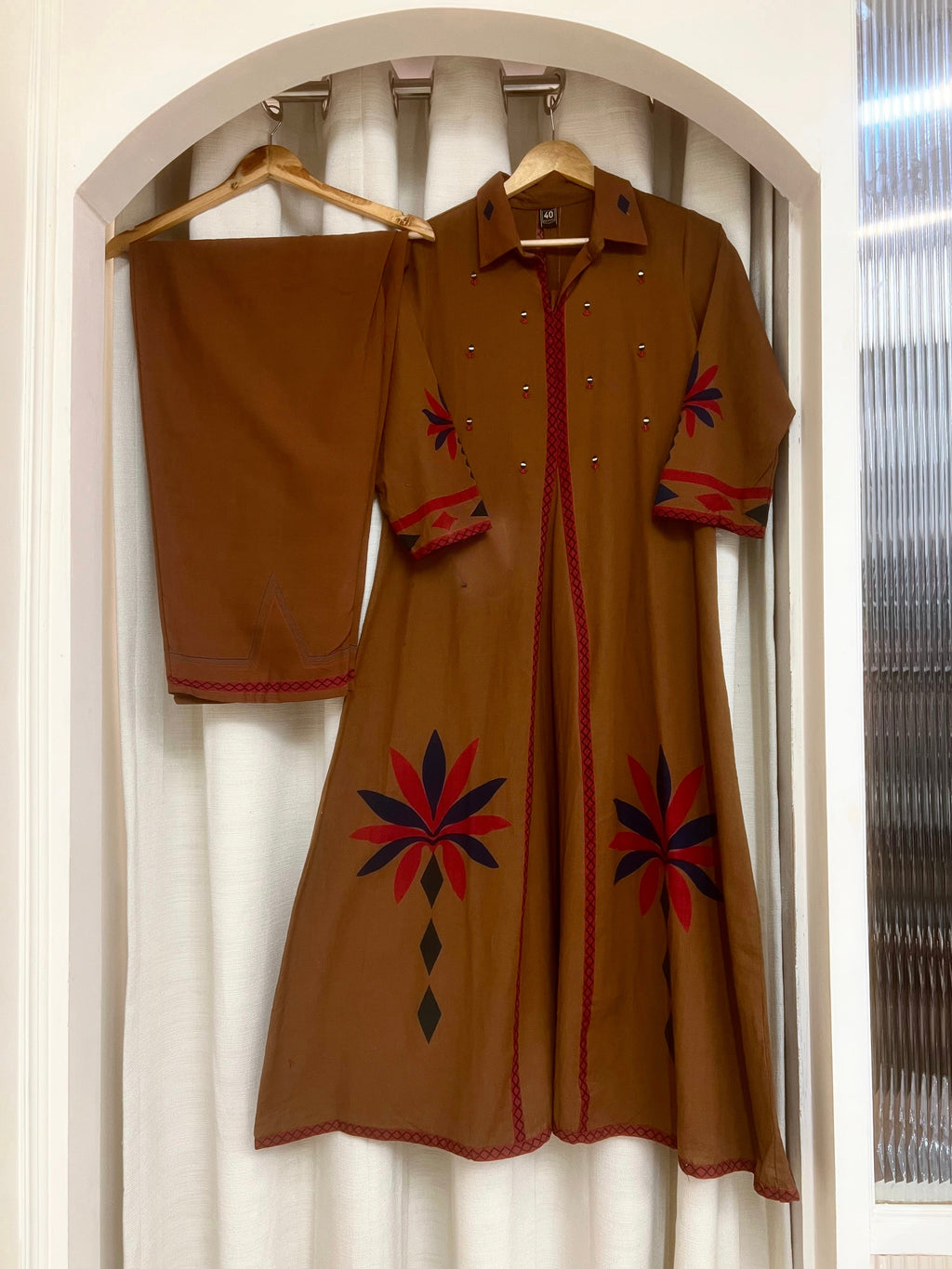 Soft Cotton flex Printed Brown 2-Piece Set