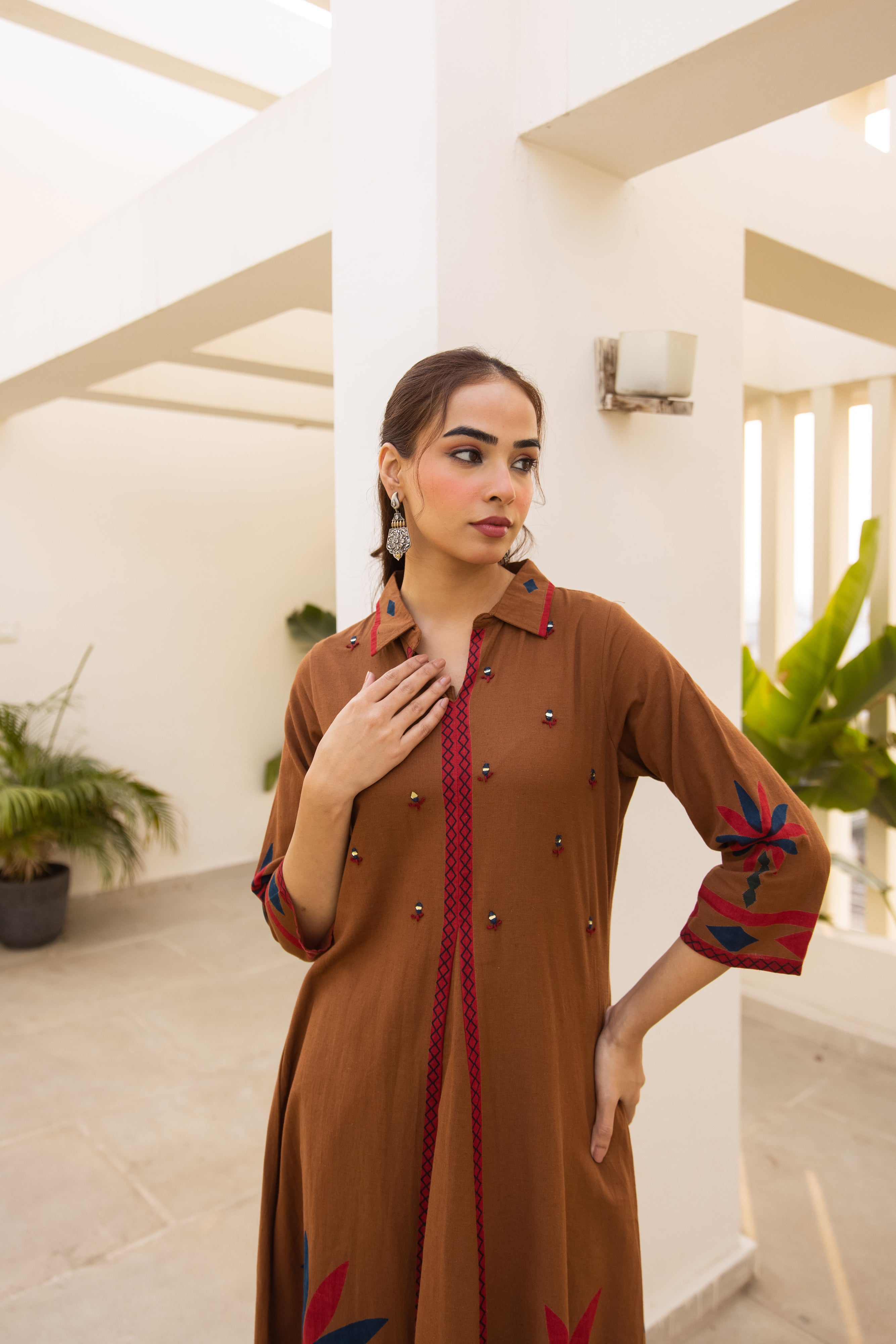 Soft Cotton flex Printed Brown 2-Piece Set