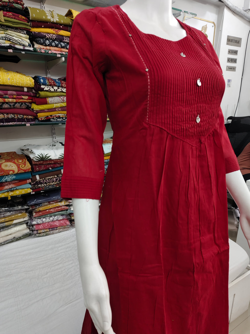 Elegant Mul Cotton 2-Piece Red Kurti Palazzo Set – Soft & Breathable Daily Wear