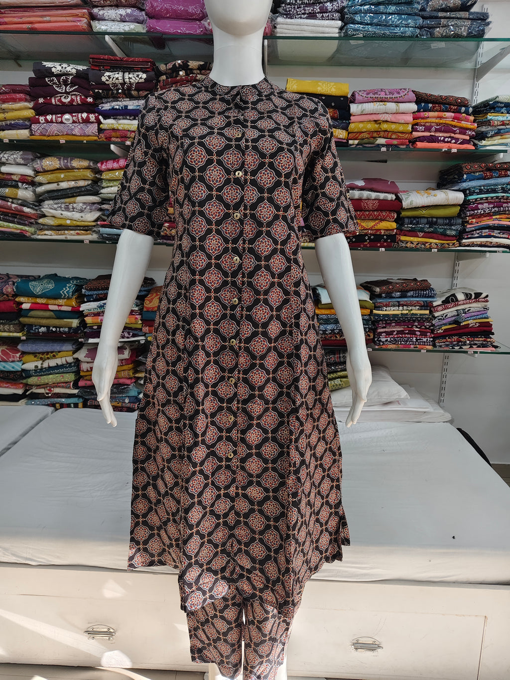Elegant Printed Cotton 2-Piece Kurti Pant Set for Women