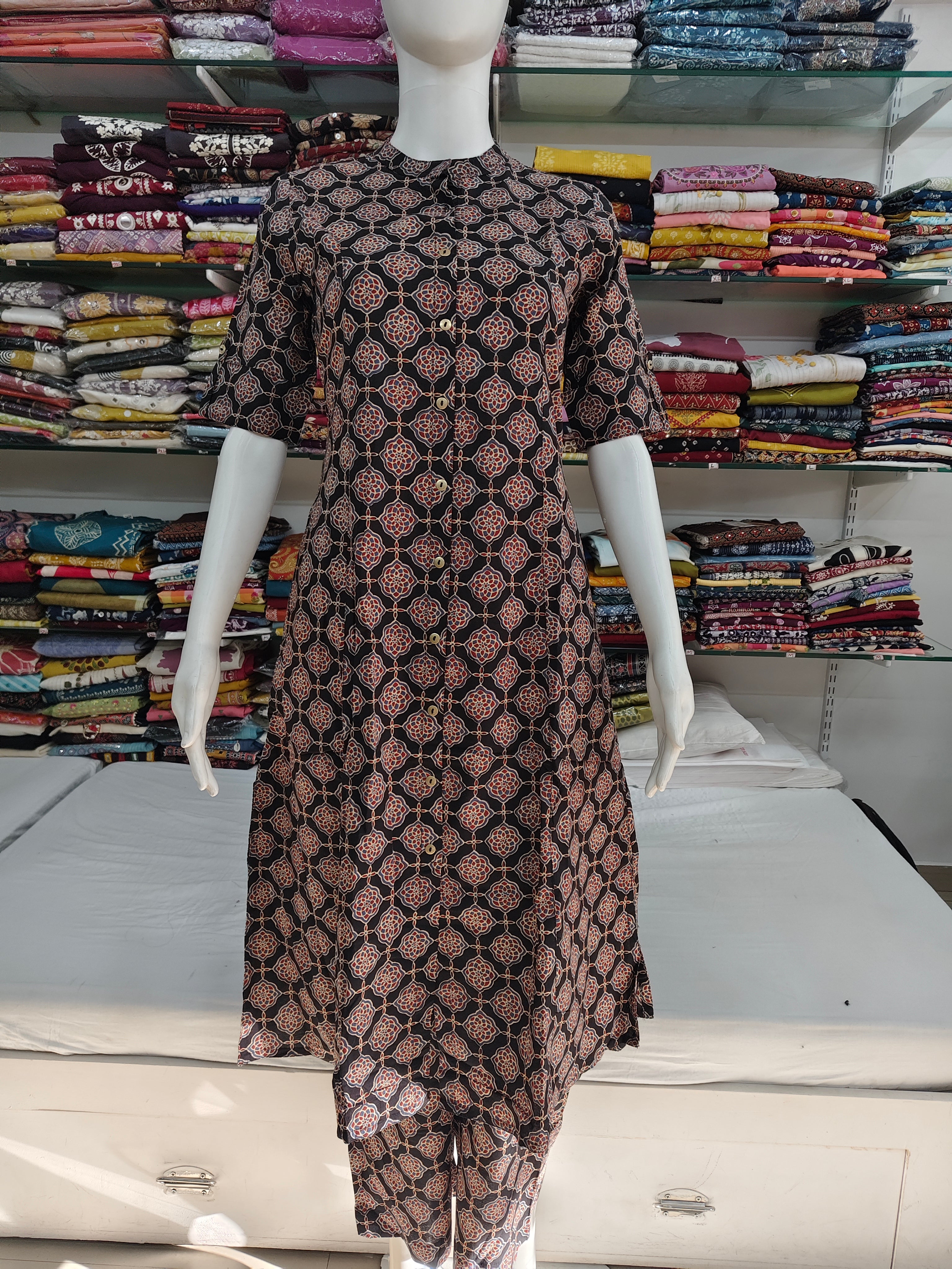 Elegant Printed Cotton 2-Piece Kurti Pant Set for Women