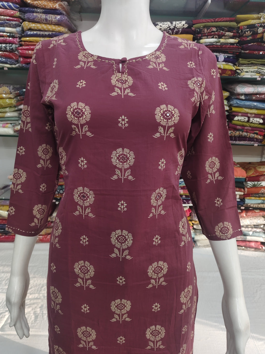 Elegant Mauve Floral Printed 3 Piece Suit Set for Women