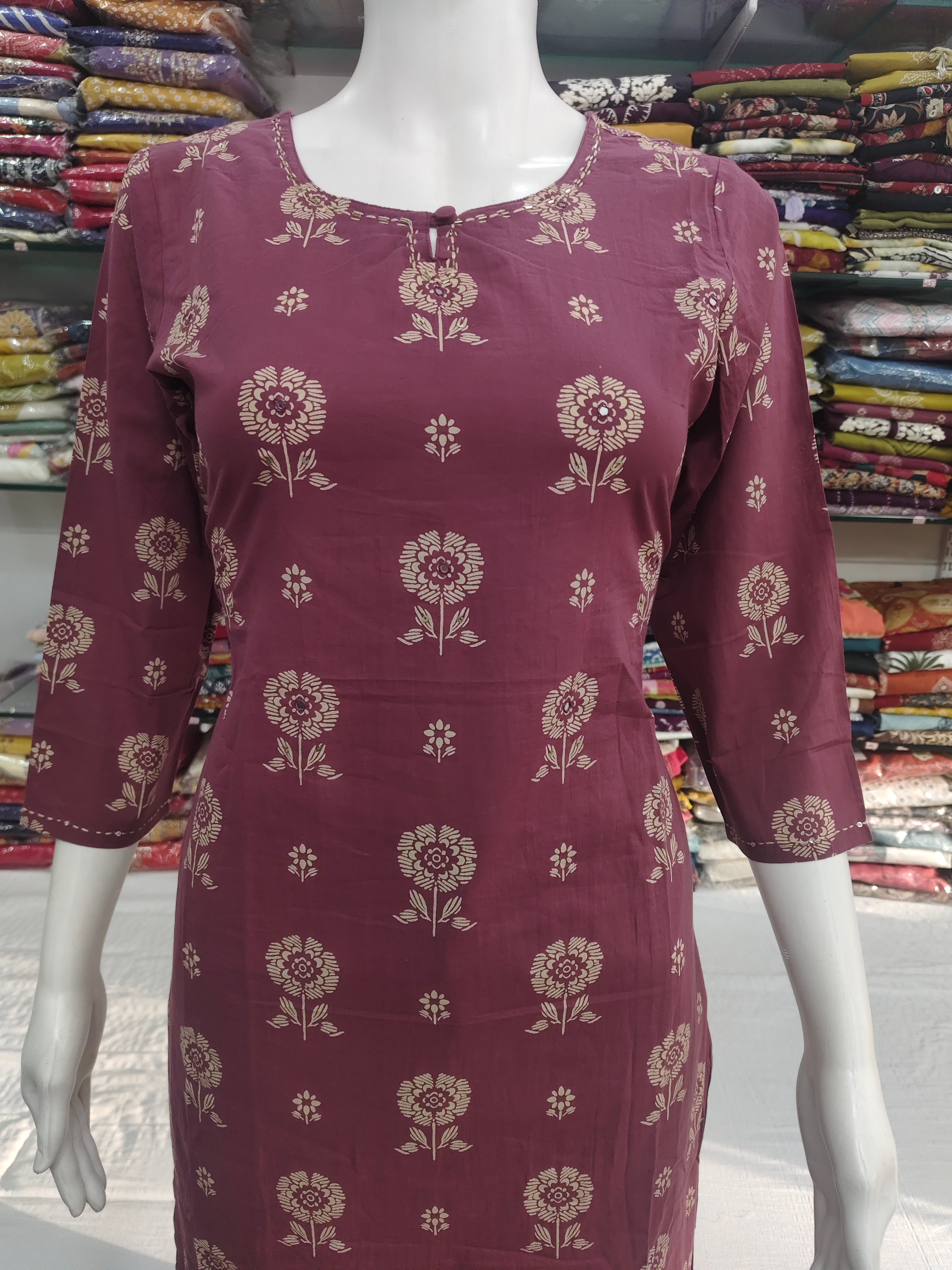 Elegant Mauve Floral Printed 3 Piece Suit Set for Women