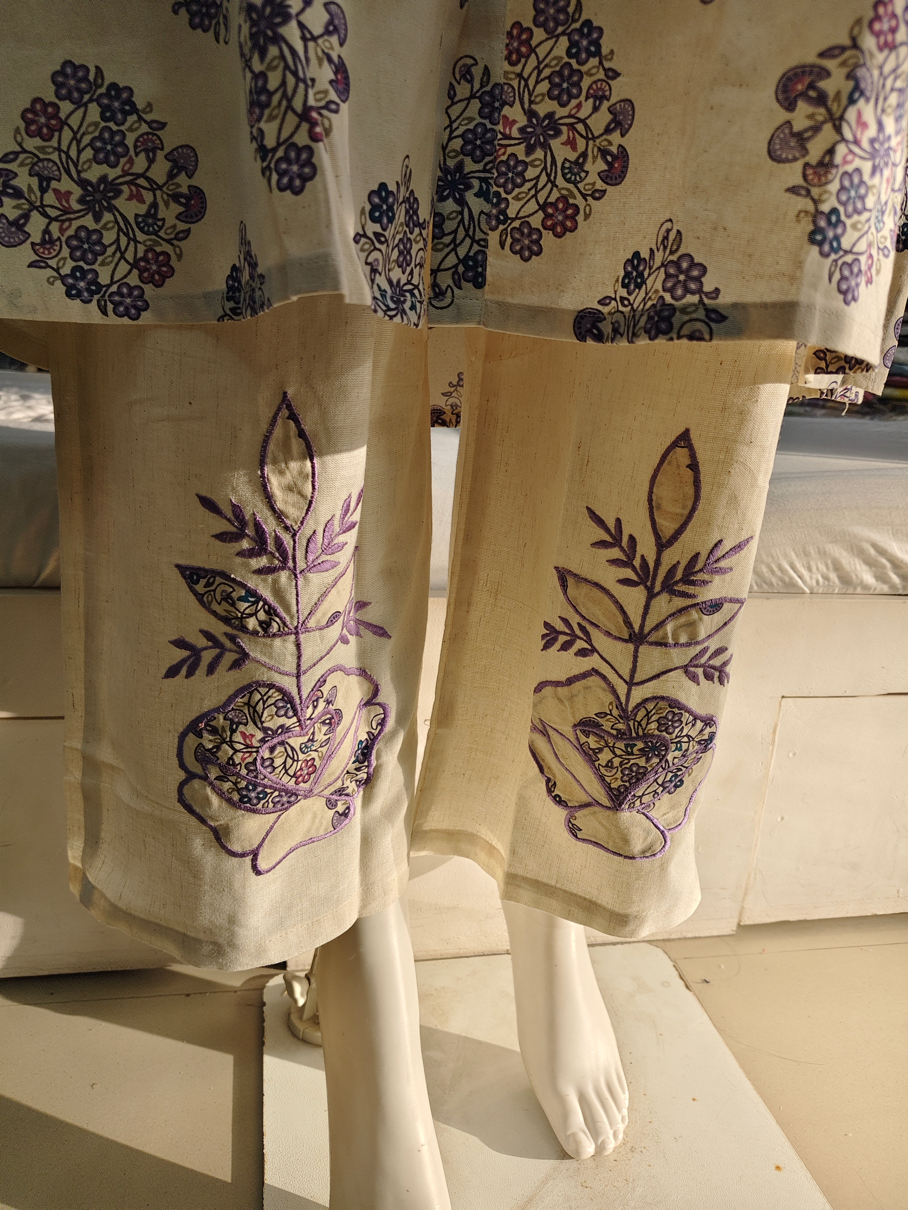 Elegant Cotton Flex Printed Kurti with Palazzo Set (2-Piece | Sleeves Attached Inside)