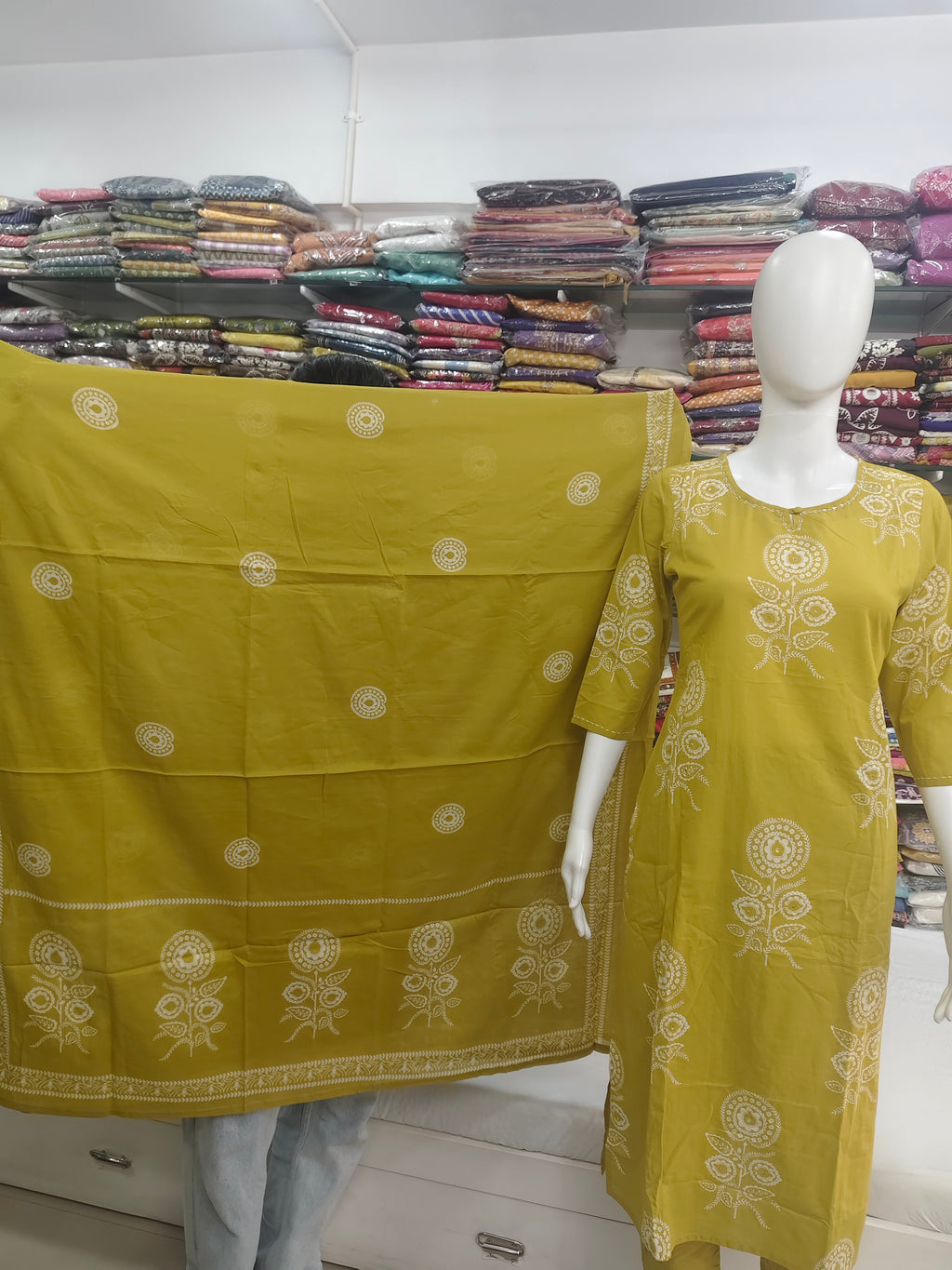 Mustard Yellow Floral Printed Kurta Set with Dupatta | 3 Piece Ethnic Suit Set