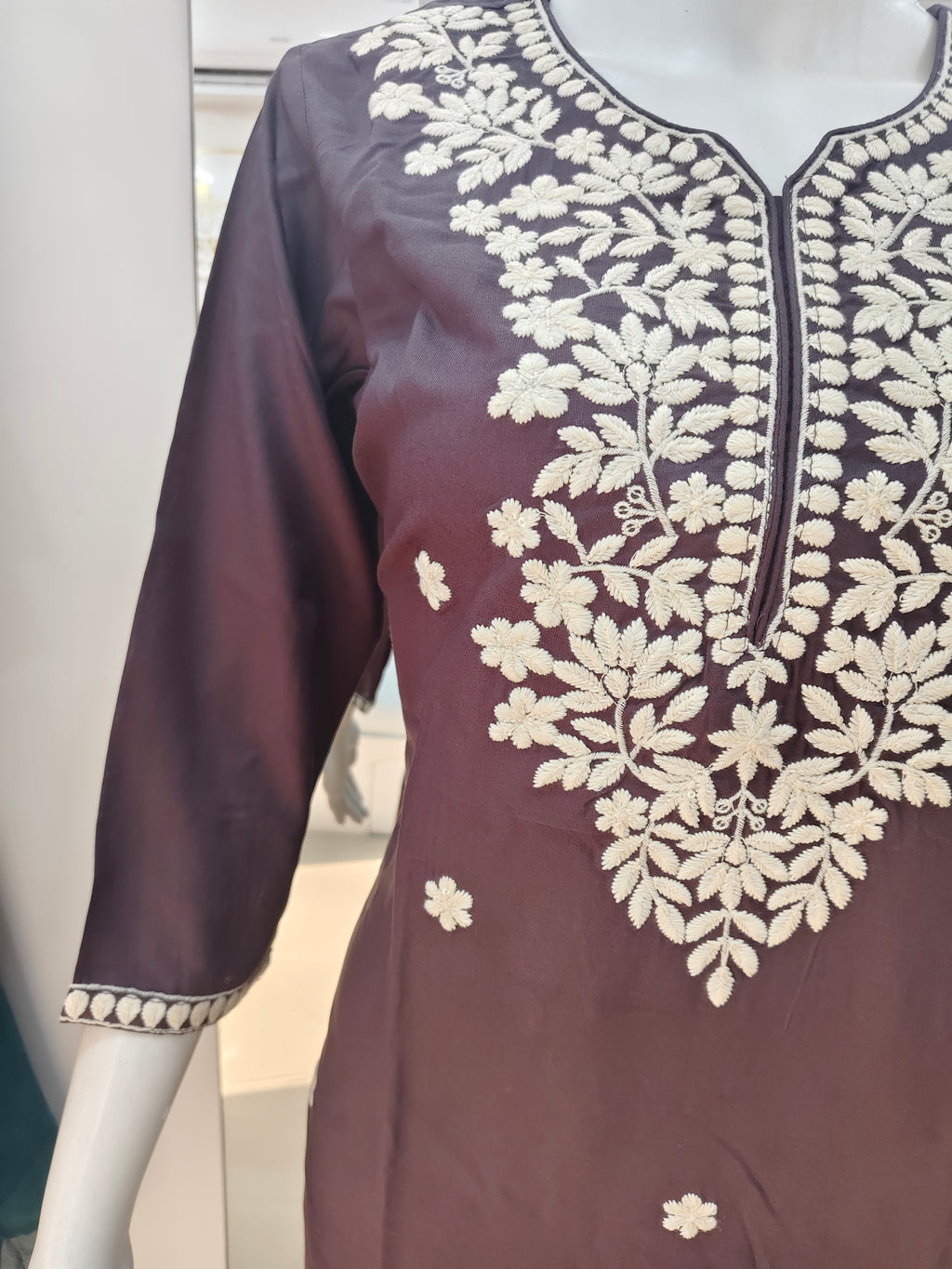 Royal Plum/ Falsa Color Embroidered Kurta Pant Set