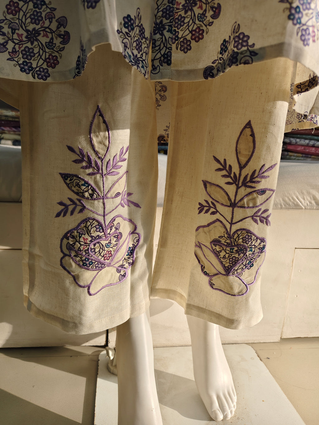 Elegant Cotton Flex Printed Kurti with Palazzo Set (2-Piece | Sleeves Attached Inside)