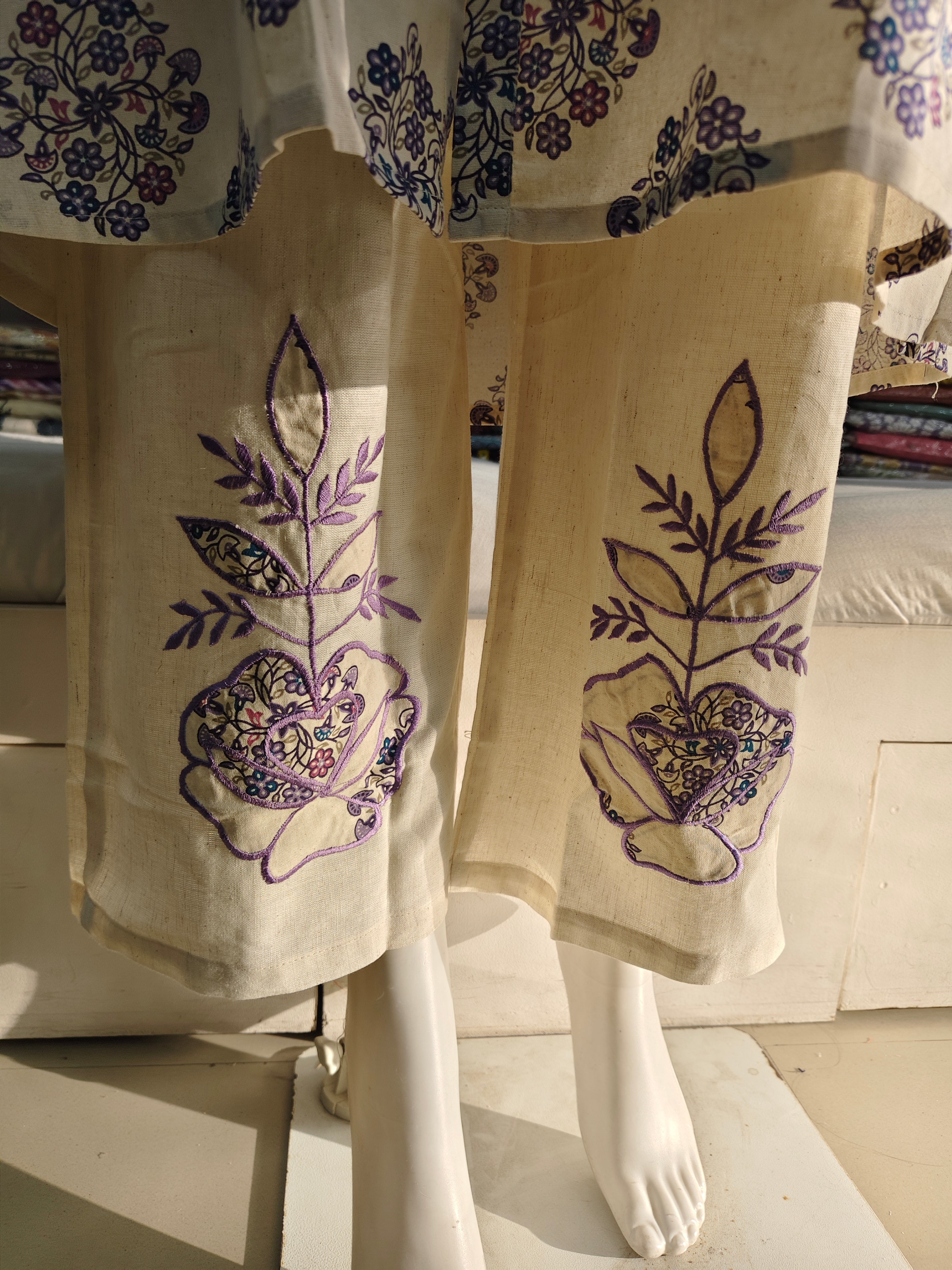Elegant Cotton Flex Printed Kurti with Palazzo Set (2-Piece | Sleeves Attached Inside)