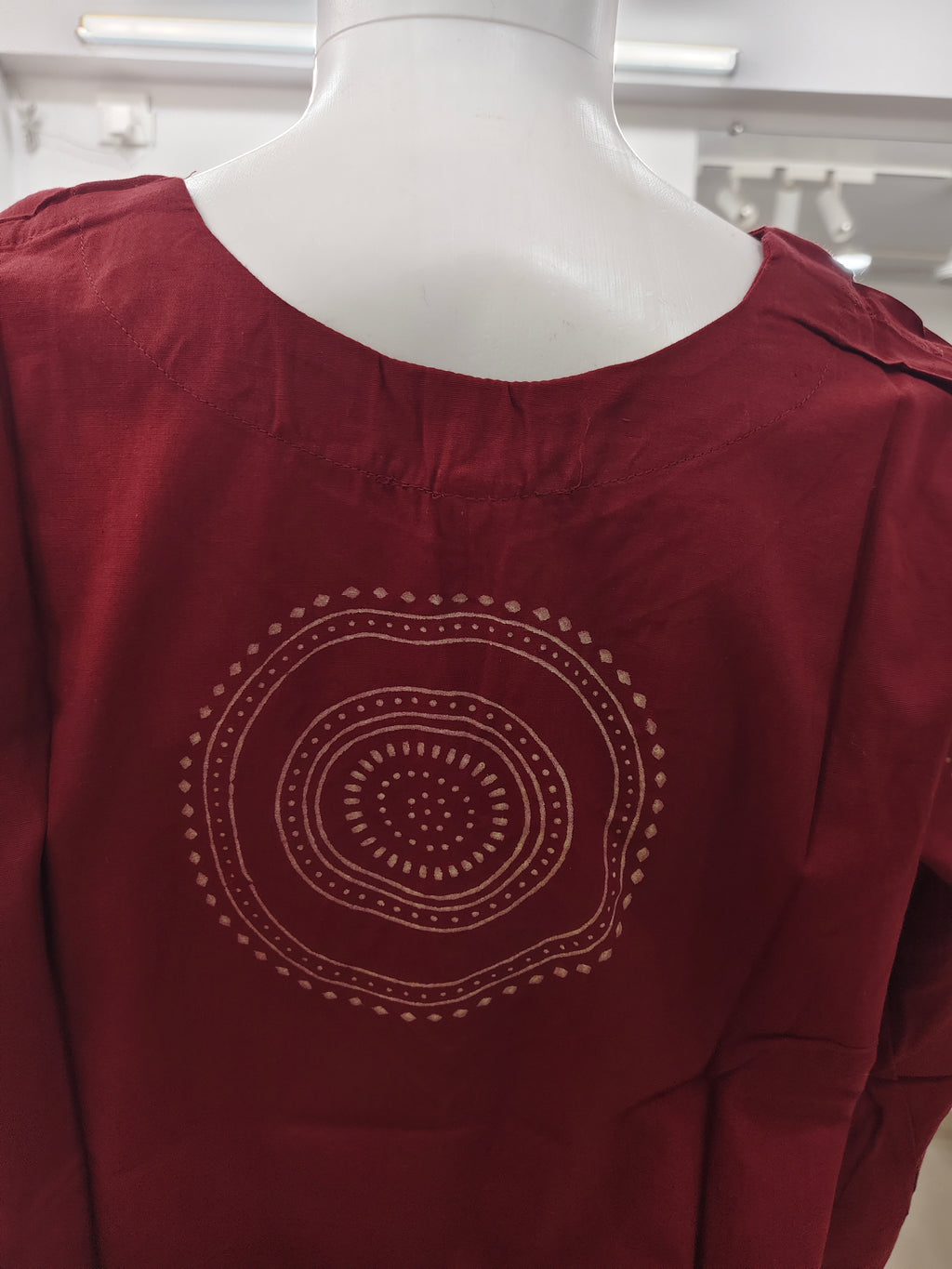 Maroon Cotton Flex embroidery and handboocked Short Top (3XL to 5XL) – Elegant Ethnic Casual Wear