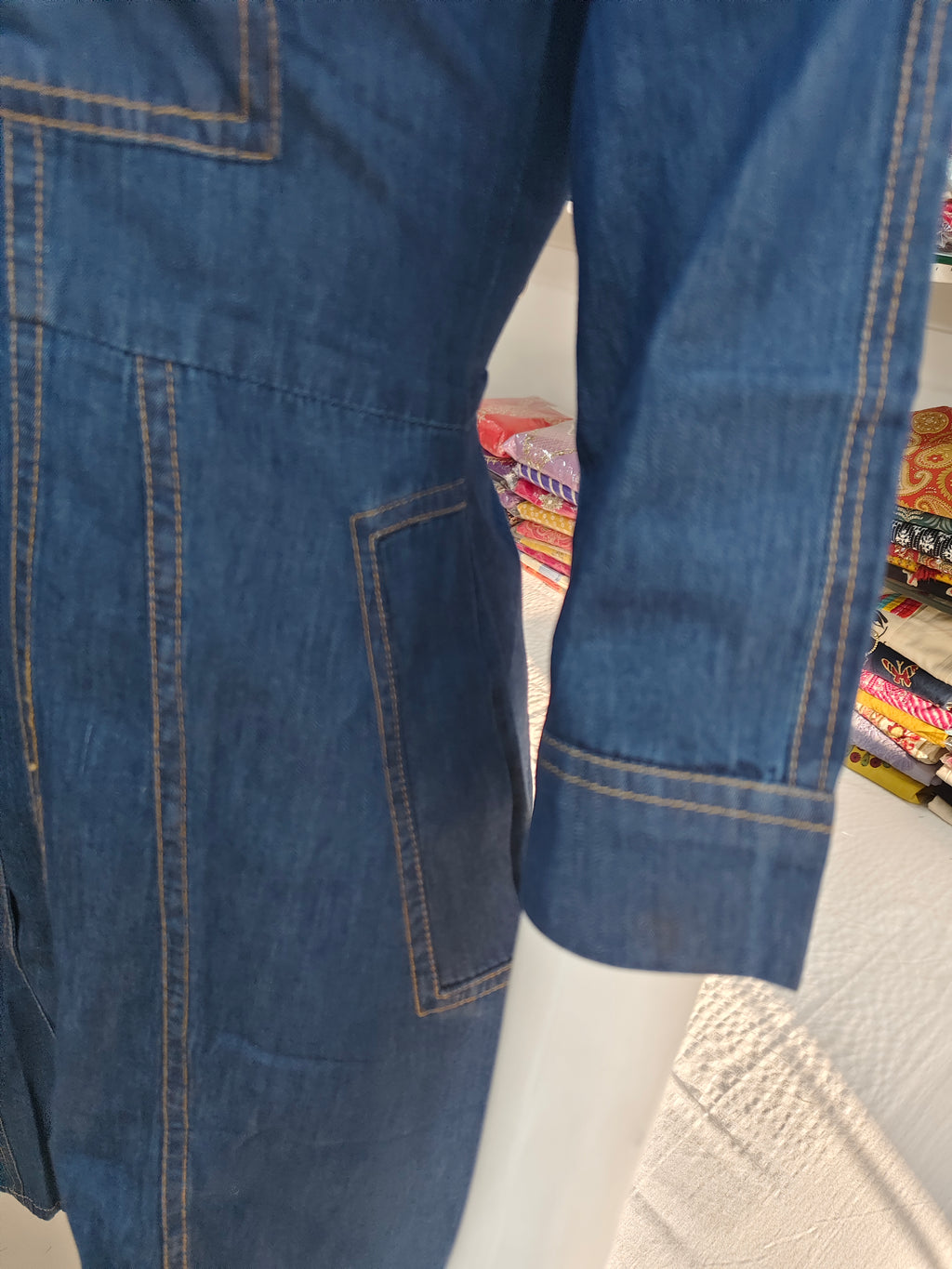 Women’s Denim Shirt Dress | Stylish Button-Down One Piece with Collar & Pockets