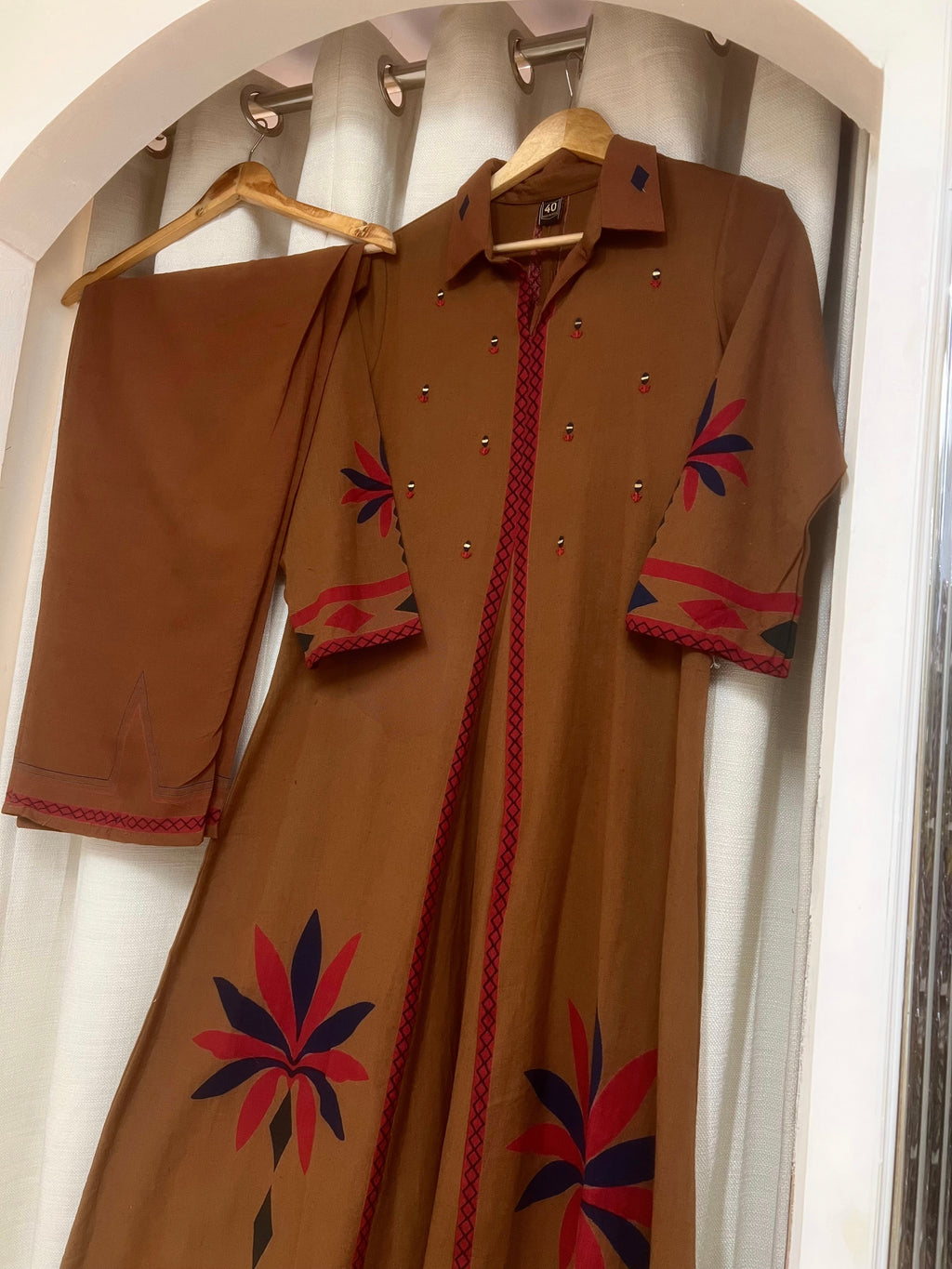 Soft Cotton flex Printed Brown 2-Piece Set