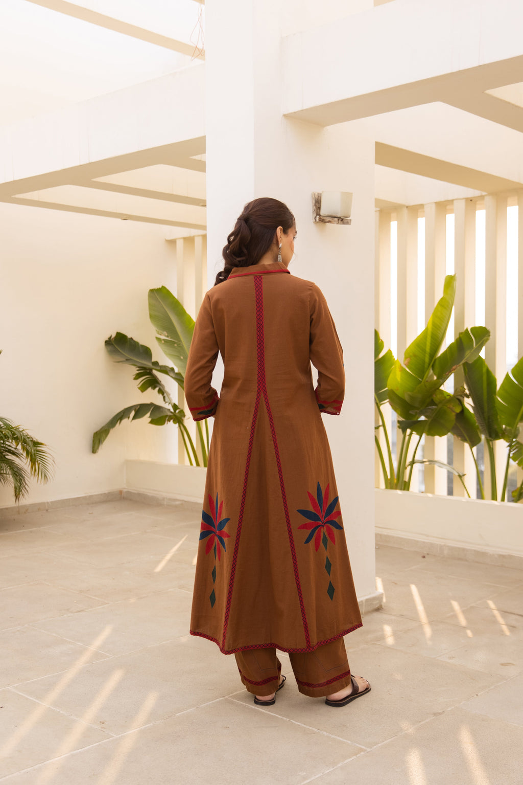Soft Cotton flex Printed Brown 2-Piece Set
