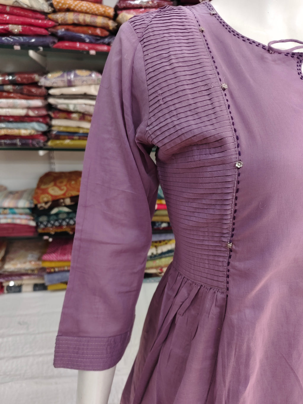 Elegant Cotton Flex 2-Piece Kurti Palazzo Set – Lavender Purple