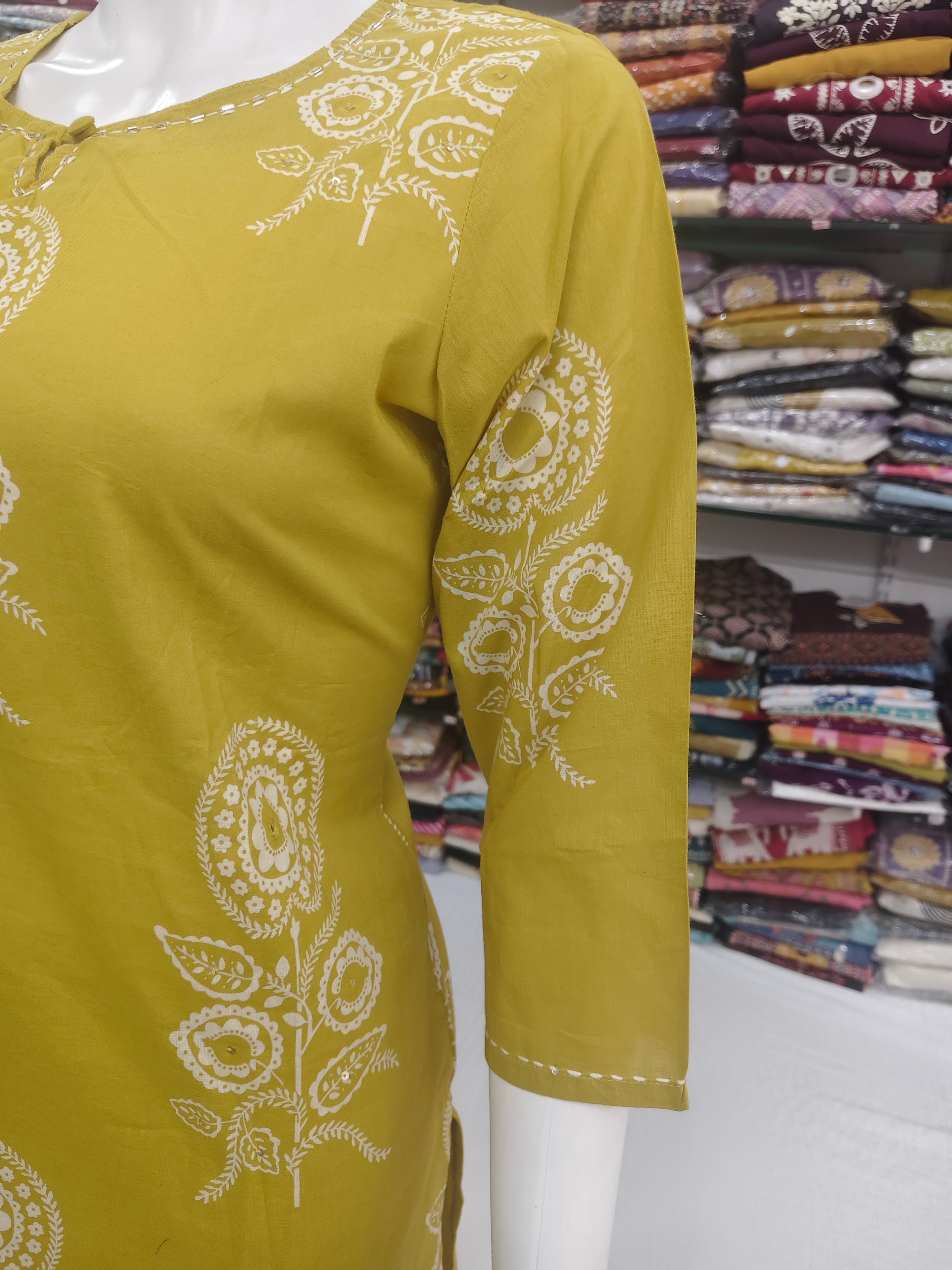 Mustard Yellow Floral Printed Kurta Set with Dupatta | 3 Piece Ethnic Suit Set