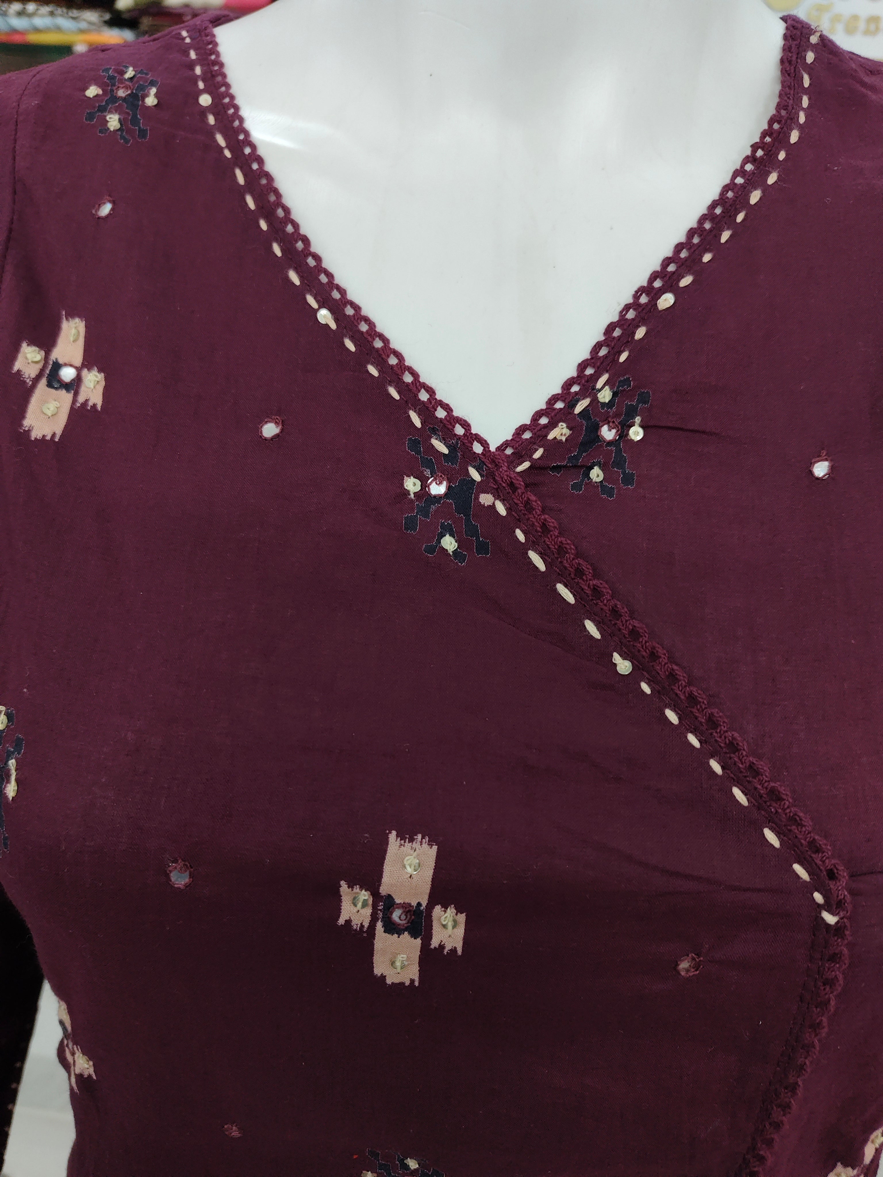 Elegant Wine Cotton Printed Kurta Set with Dupatta – 3 Piece Ethnic Suit