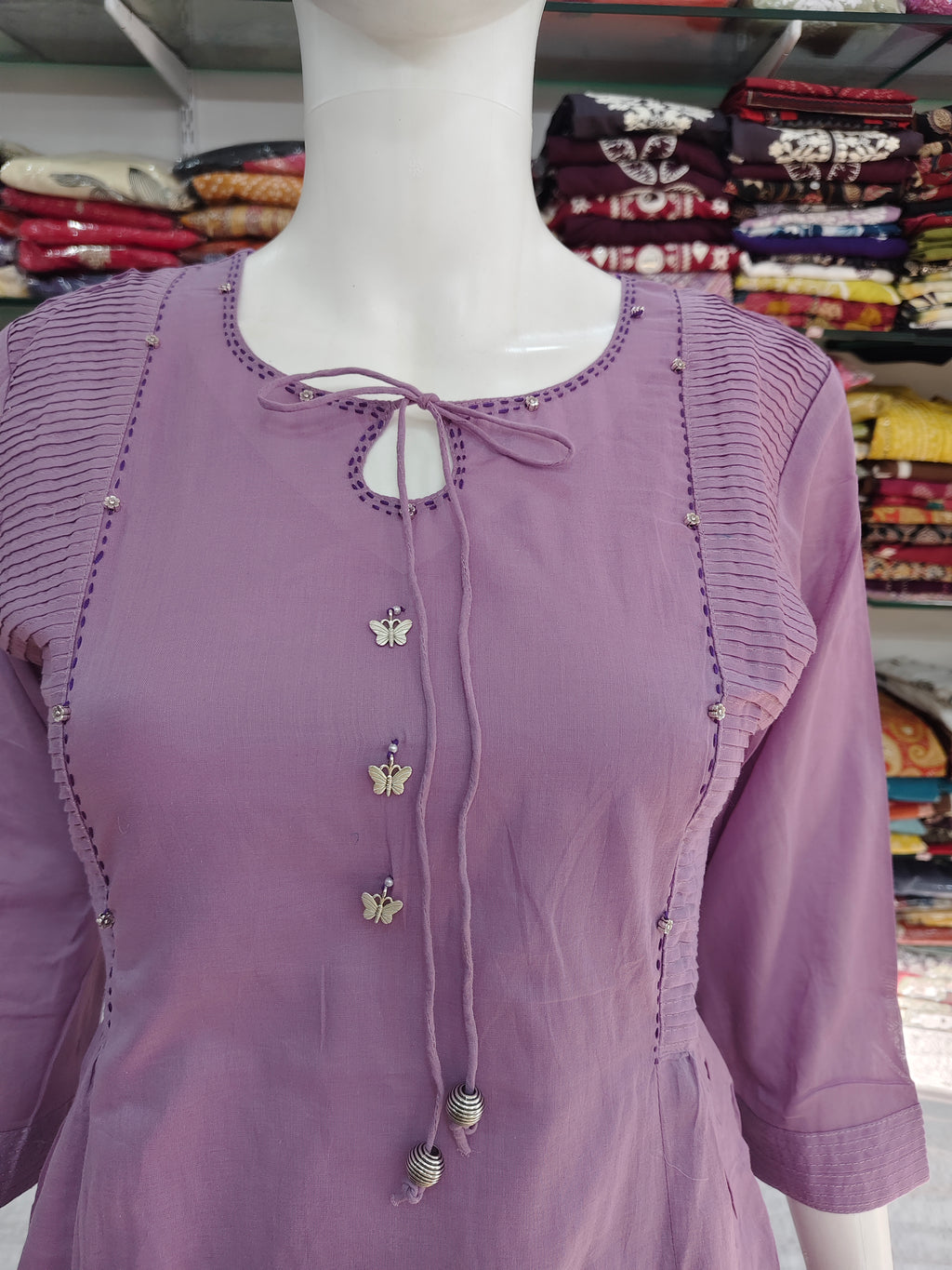 Elegant Cotton Flex 2-Piece Kurti Palazzo Set – Lavender Purple
