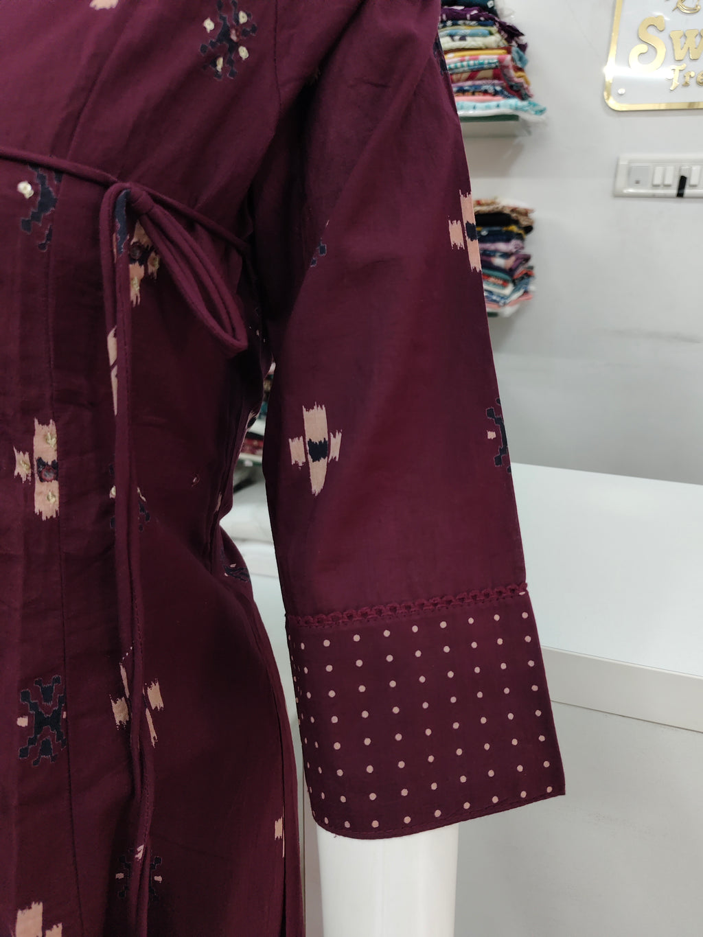 Elegant Wine Cotton Printed Kurta Set with Dupatta – 3 Piece Ethnic Suit