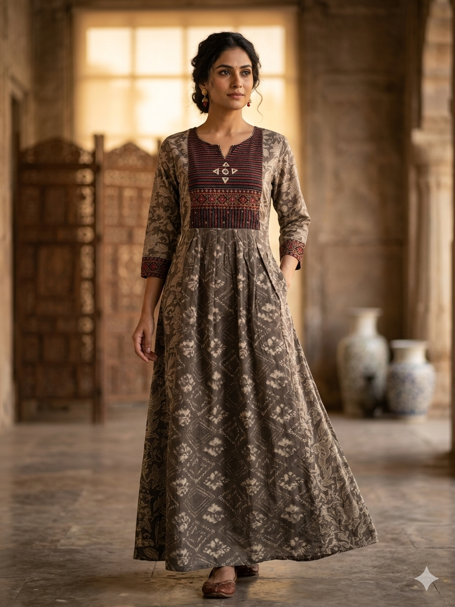 Elegant Printed Cotton 2 Piece Kurti Set for Women