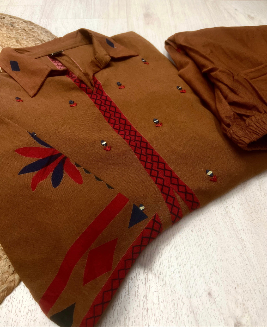 Soft Cotton flex Printed Brown 2-Piece Set