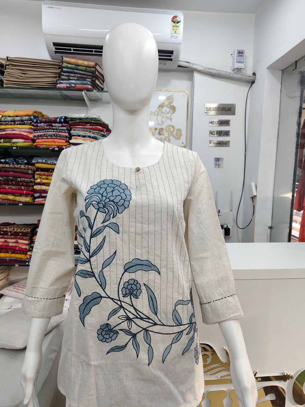 Elegant Cotton Flex Floral Embroidered Short Top for Women