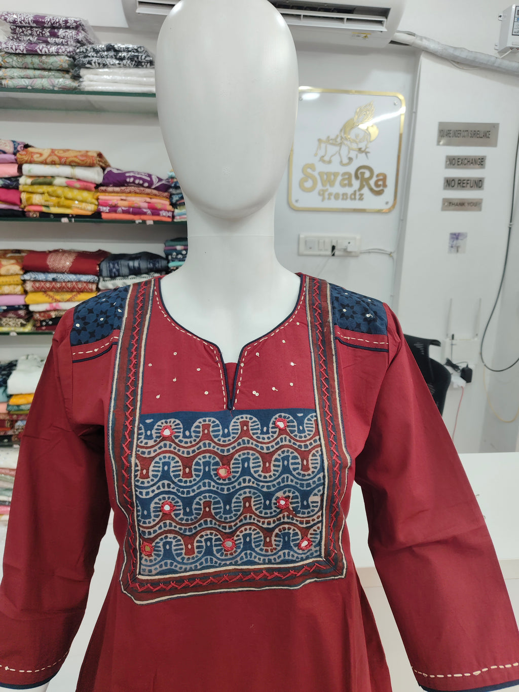 Pure Kutchi Cotton Handcrafted Short Top with Traditional Embroidery