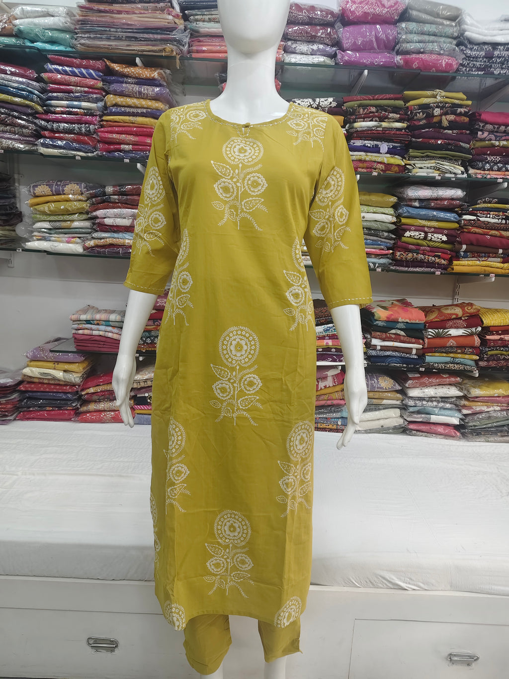 Mustard Yellow Floral Printed Kurta Set with Dupatta | 3 Piece Ethnic Suit Set