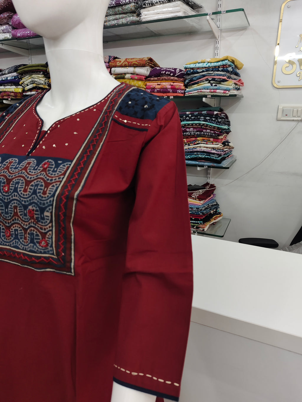 Pure Kutchi Cotton Handcrafted Short Top with Traditional Embroidery