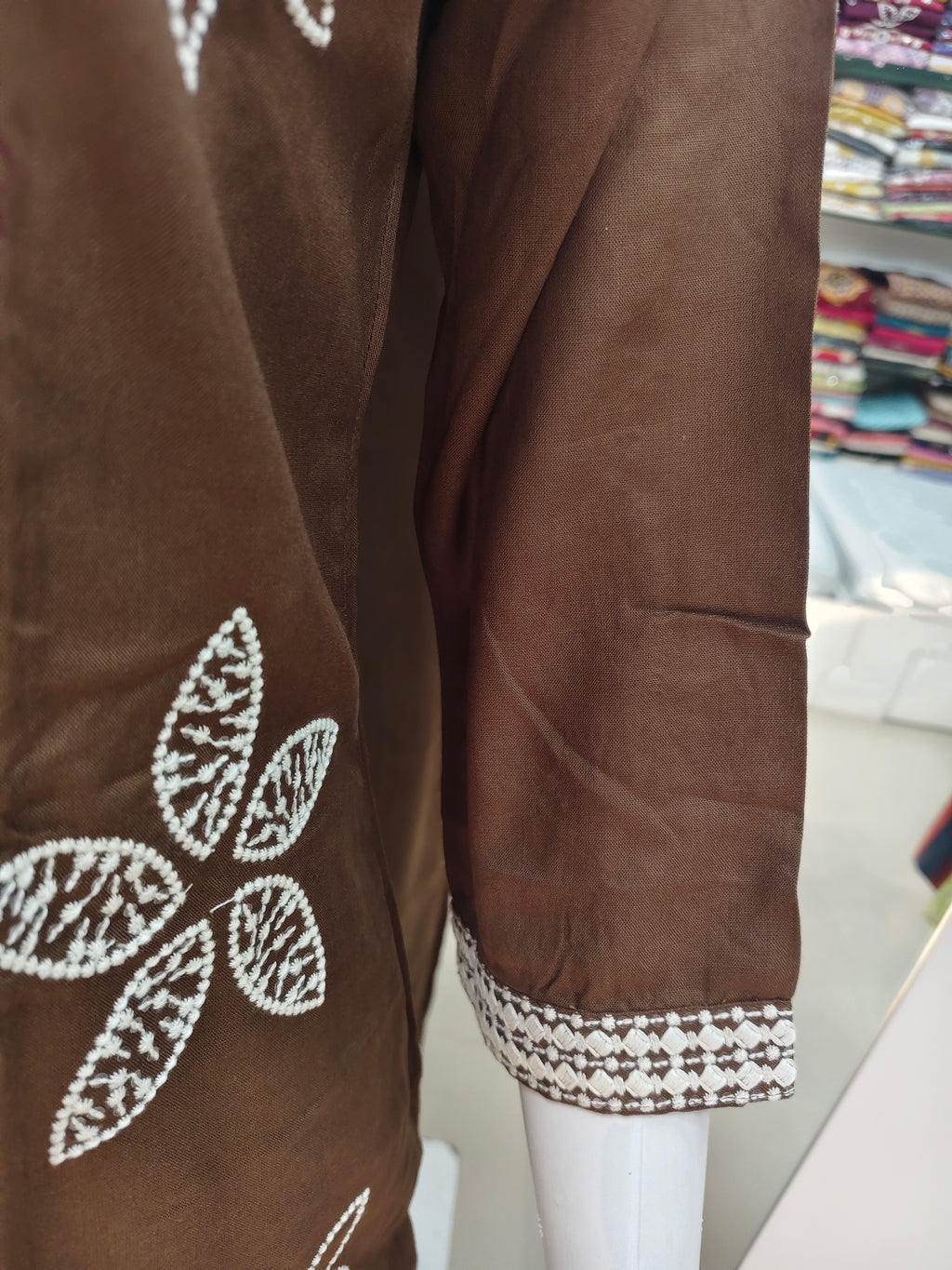Elegant Chocolate Brown Embroidered 2-Piece Kurta Pant Set